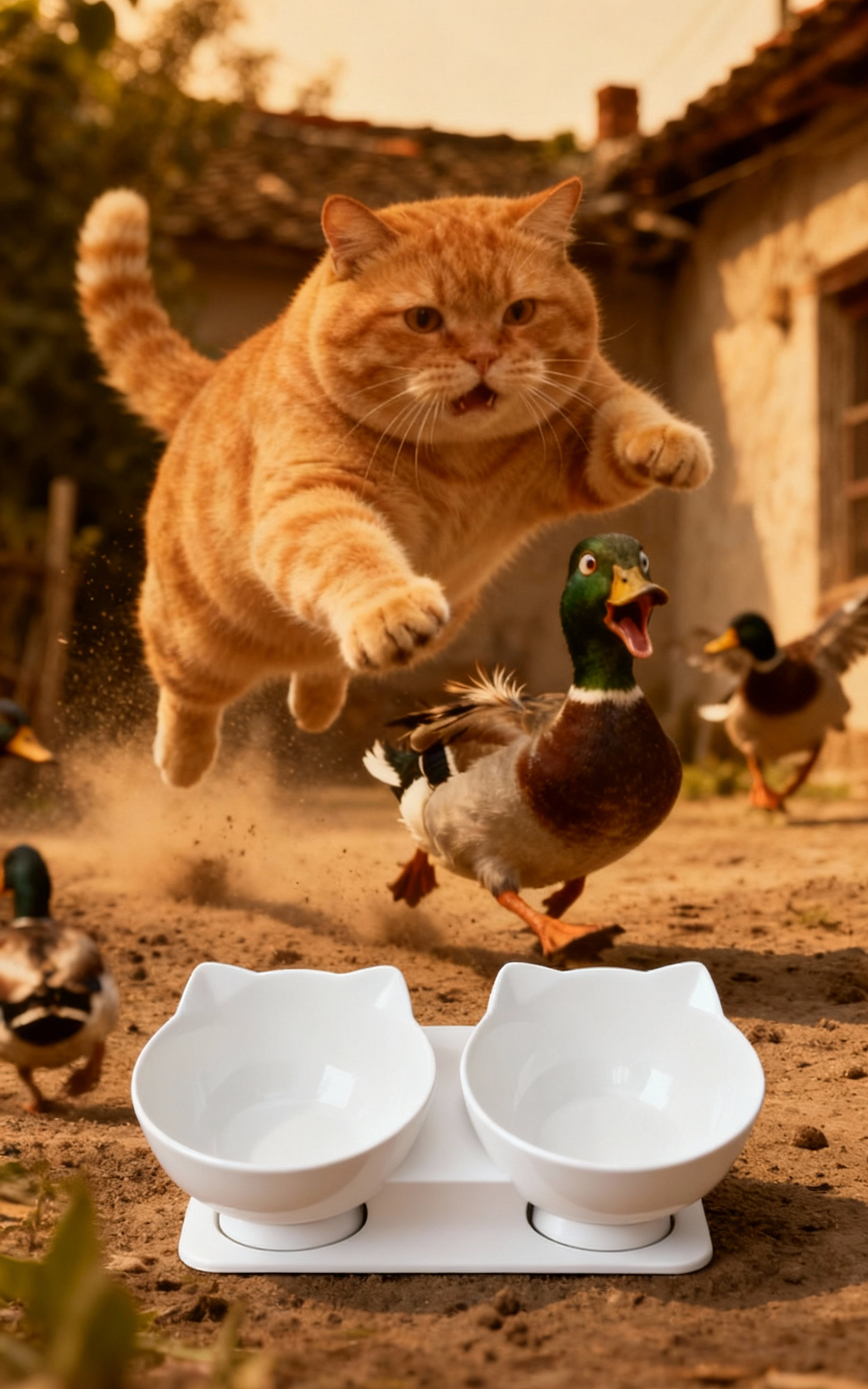 Raised Double Cat Food Bowl