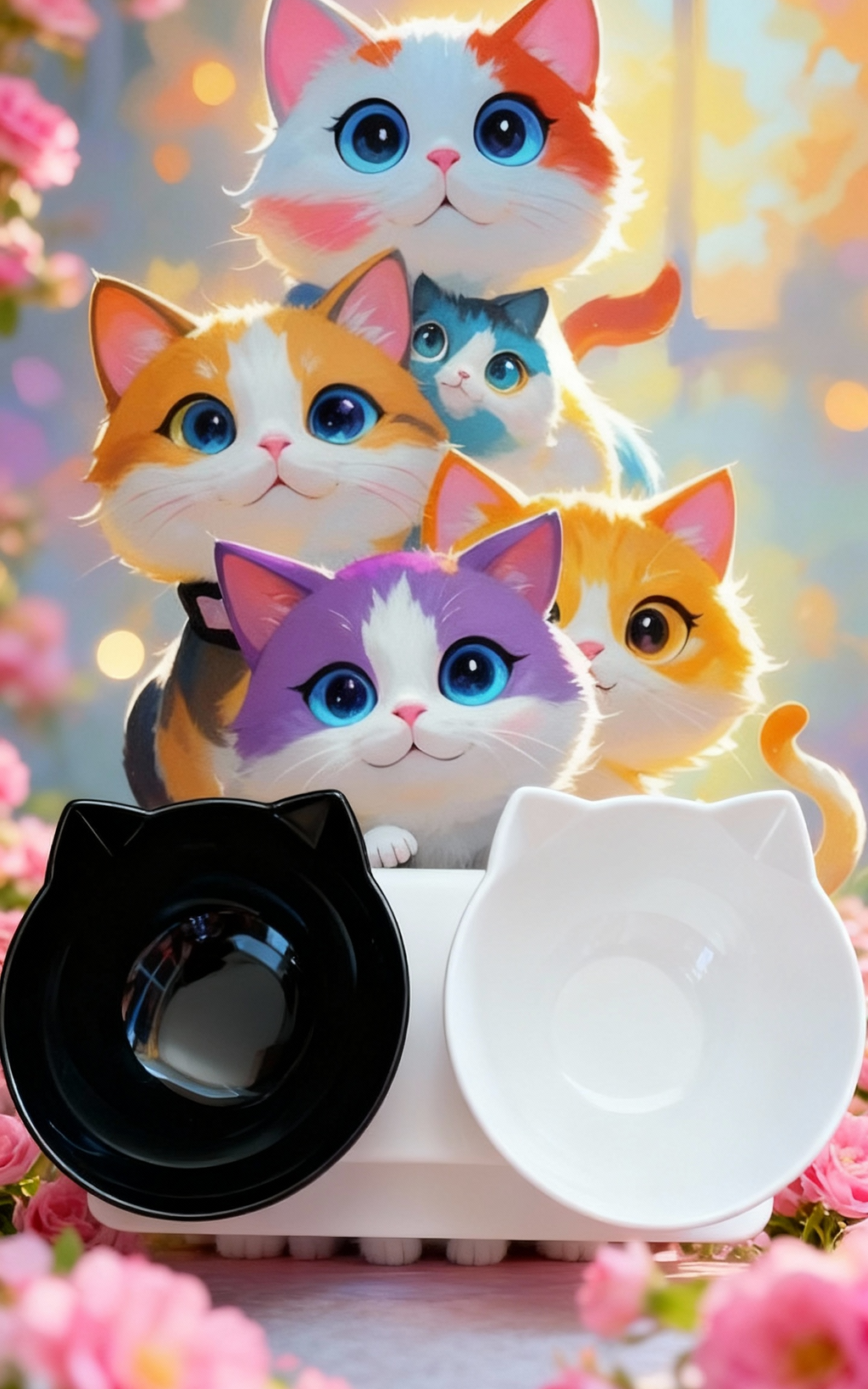 Raised Double Cat Food Bowl