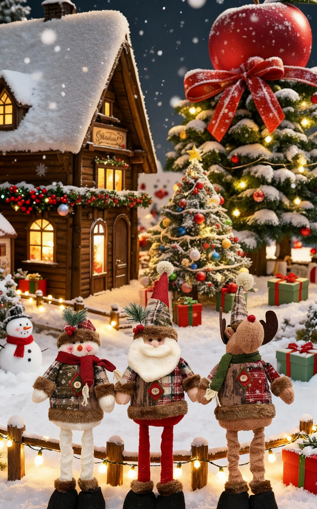 Santa Snowman & Elk Doll